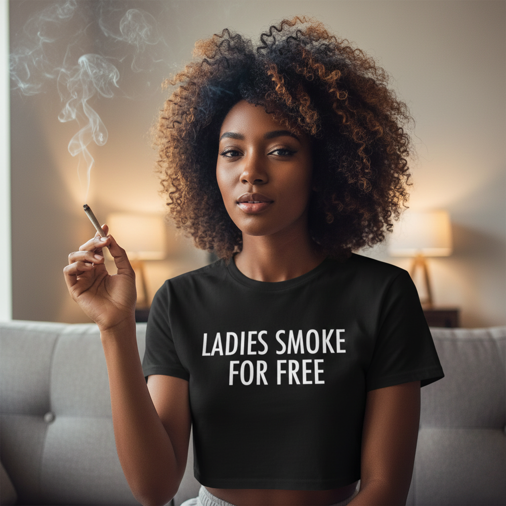 LADIES SMOKE FOR FREE CROP TOP TEE