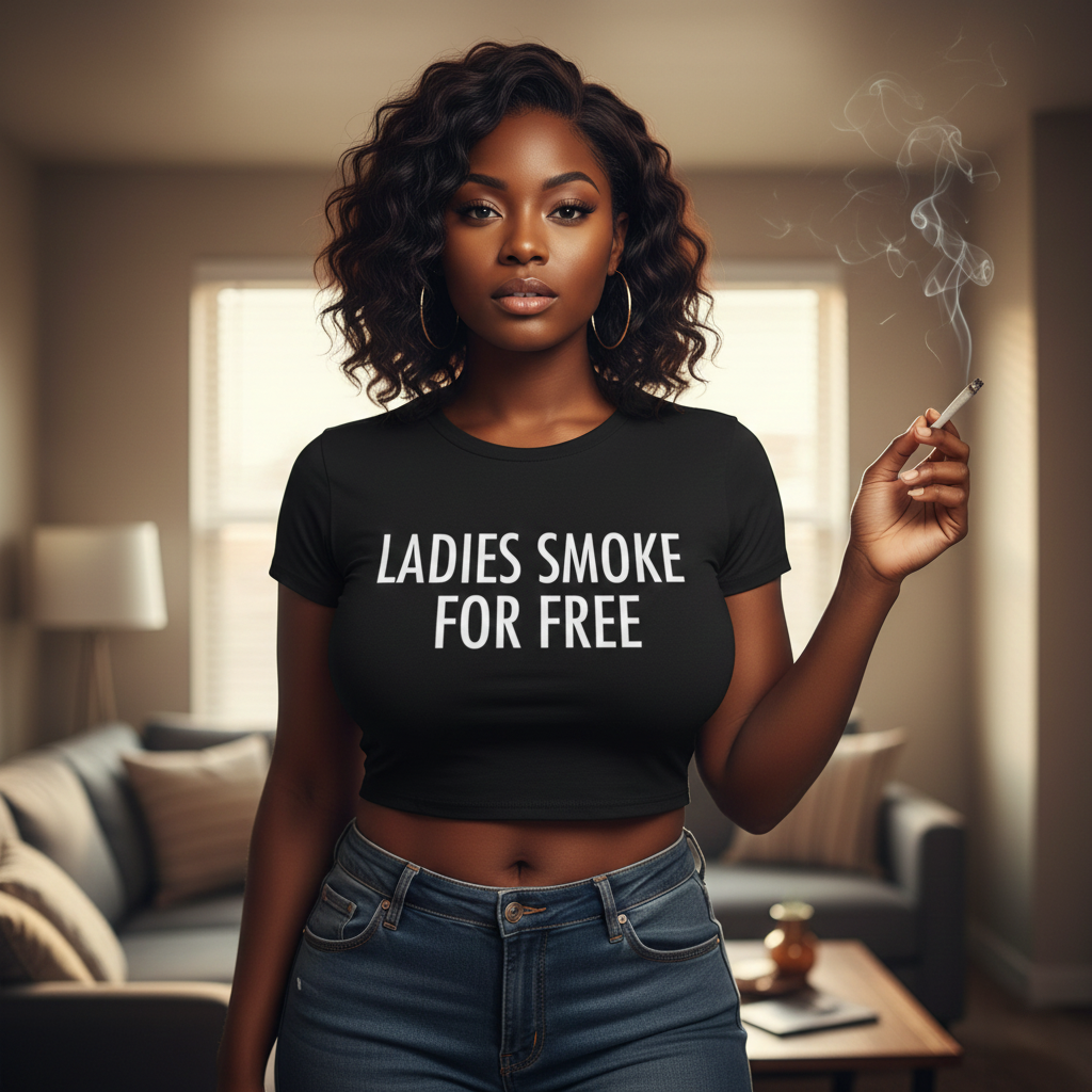 LADIES SMOKE FOR FREE CROP TOP TEE